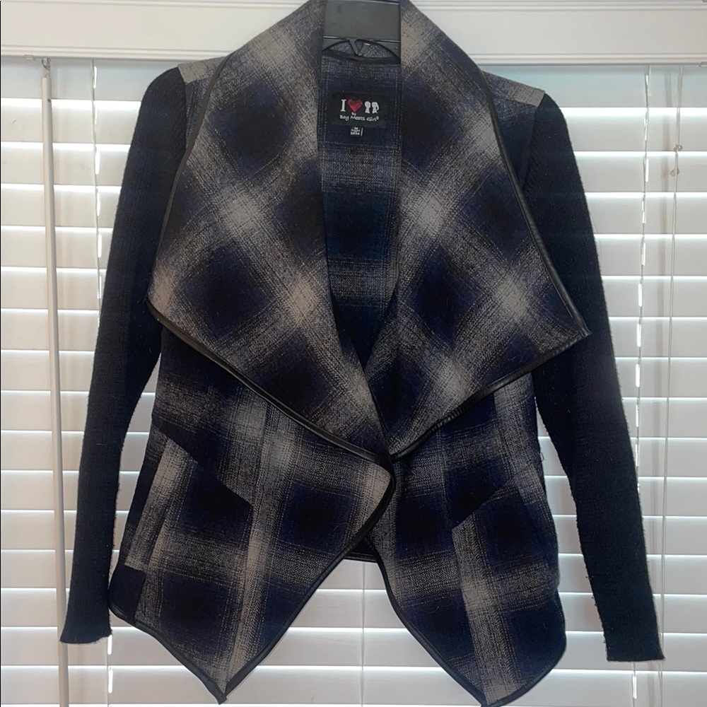 Plaid Open Front Jacket
